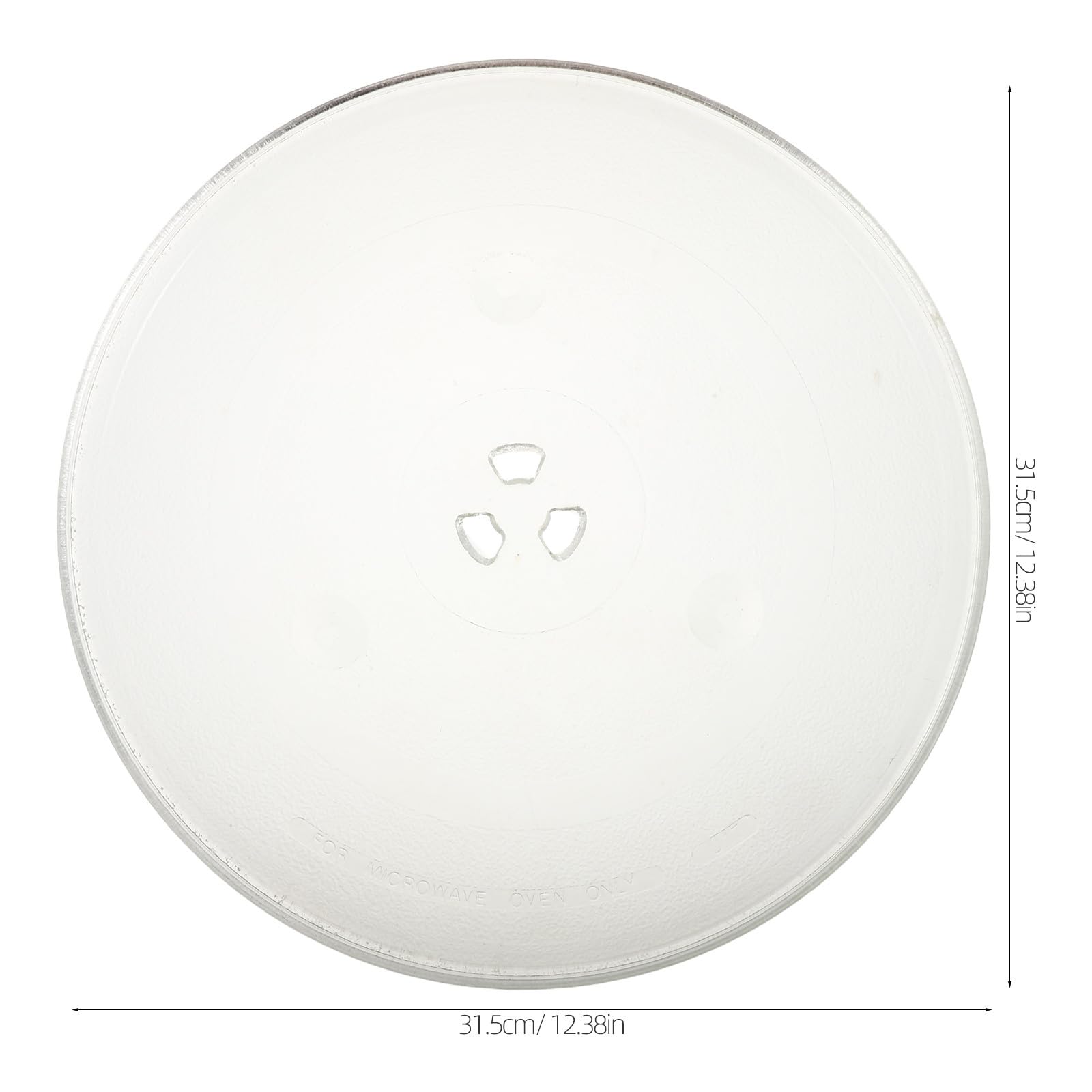 Zerodeko 2 platos giratorios de vidrio para microondas con 3 puntos de fijación seguros, bandeja giratoria de vidrio resistente al calor de 31,5 cm (12,4"), base antideslizante para una cocción