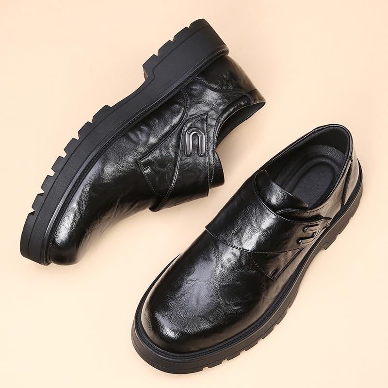 Men's Patent Leather Oxford Shoes Modern Classic Slip On Formal Tuxedo Dress Comfortable Platform Loafers3