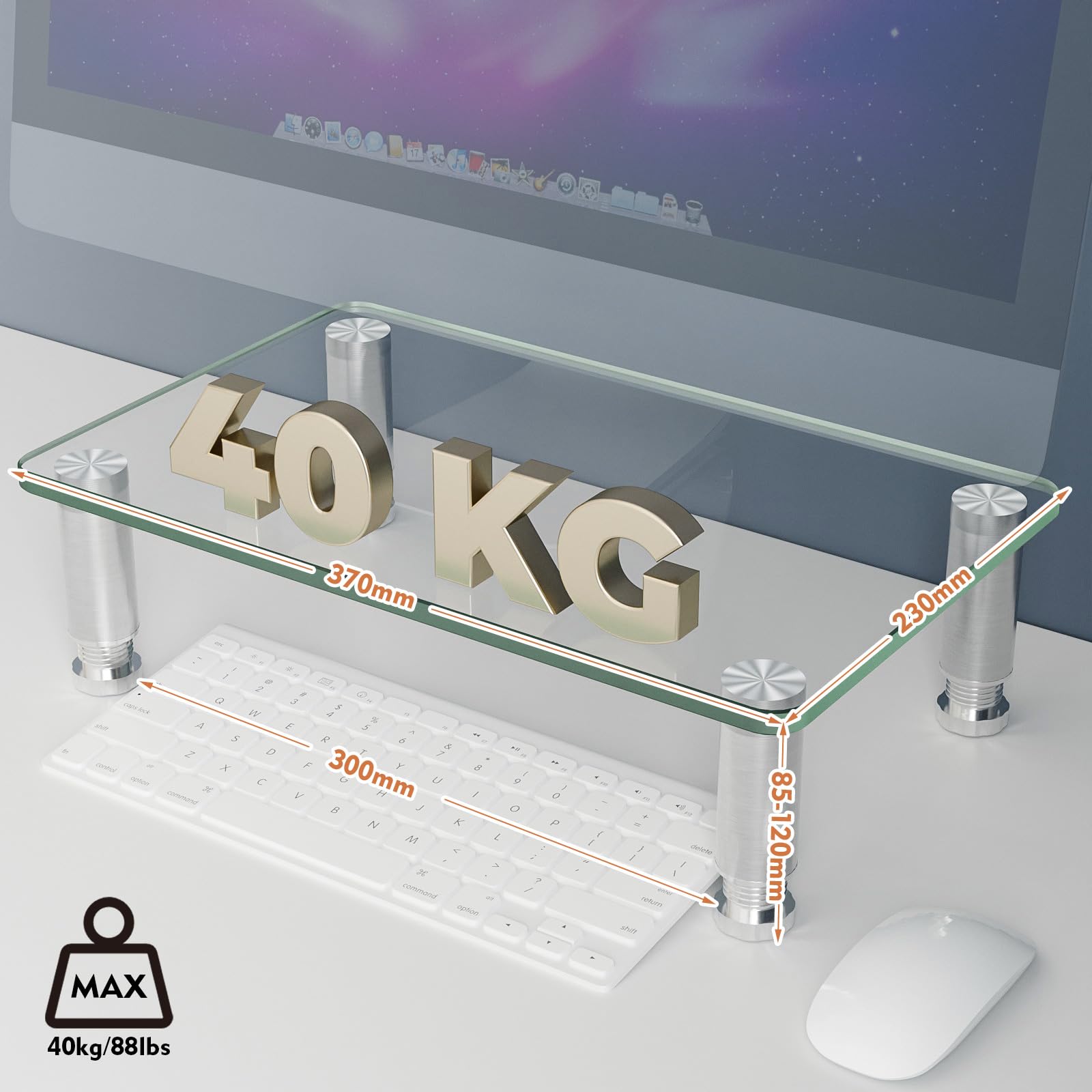 Supporto Monitor Regolabile In Altezza - Porta PC Portatile Fino A 40kg, Salva Spazio - Foto 6