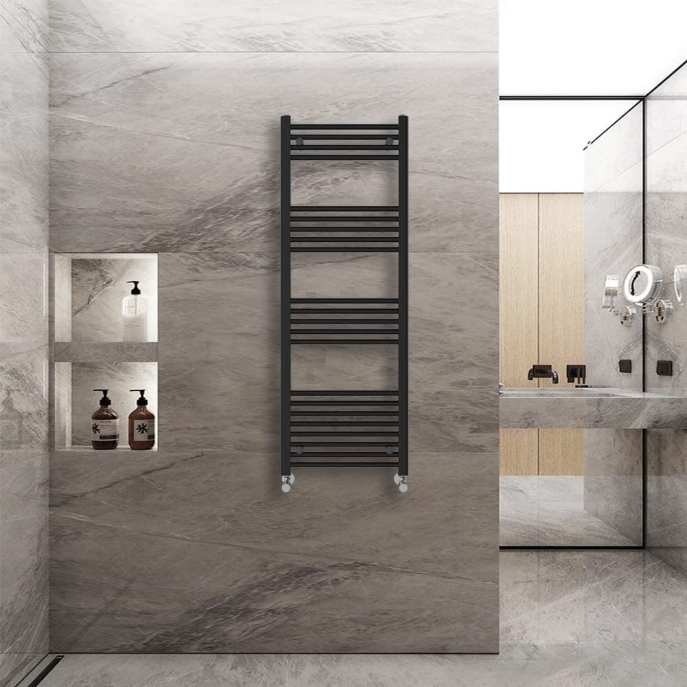 Warmehaus Black Straight Heated Towel Rail Radiator Ladder 1400X500mm Central Heating Radiators For Bathroom Kitchen