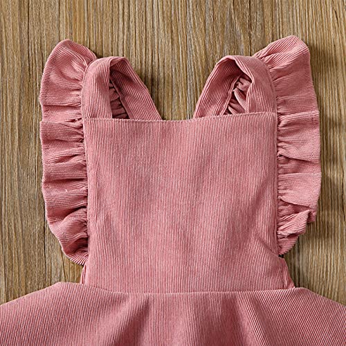 Piacakece Baby Girls Corduroy Suspender Skirt Toddler Girl Ruffled Sleeveless Strap Overalls Skirt Tutu Dress Clothes (A-Pink, 3-4 Years) #TOP1