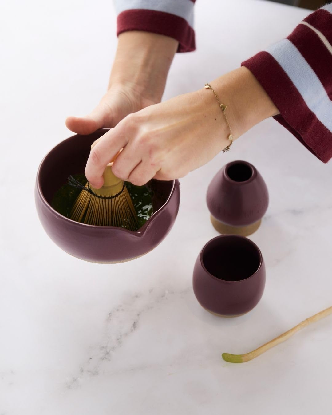 Point-Virgule Matcha-Set mit Matcha-Schneebesen, Ständer, Löffel, Matcha-Schüssel, Becher