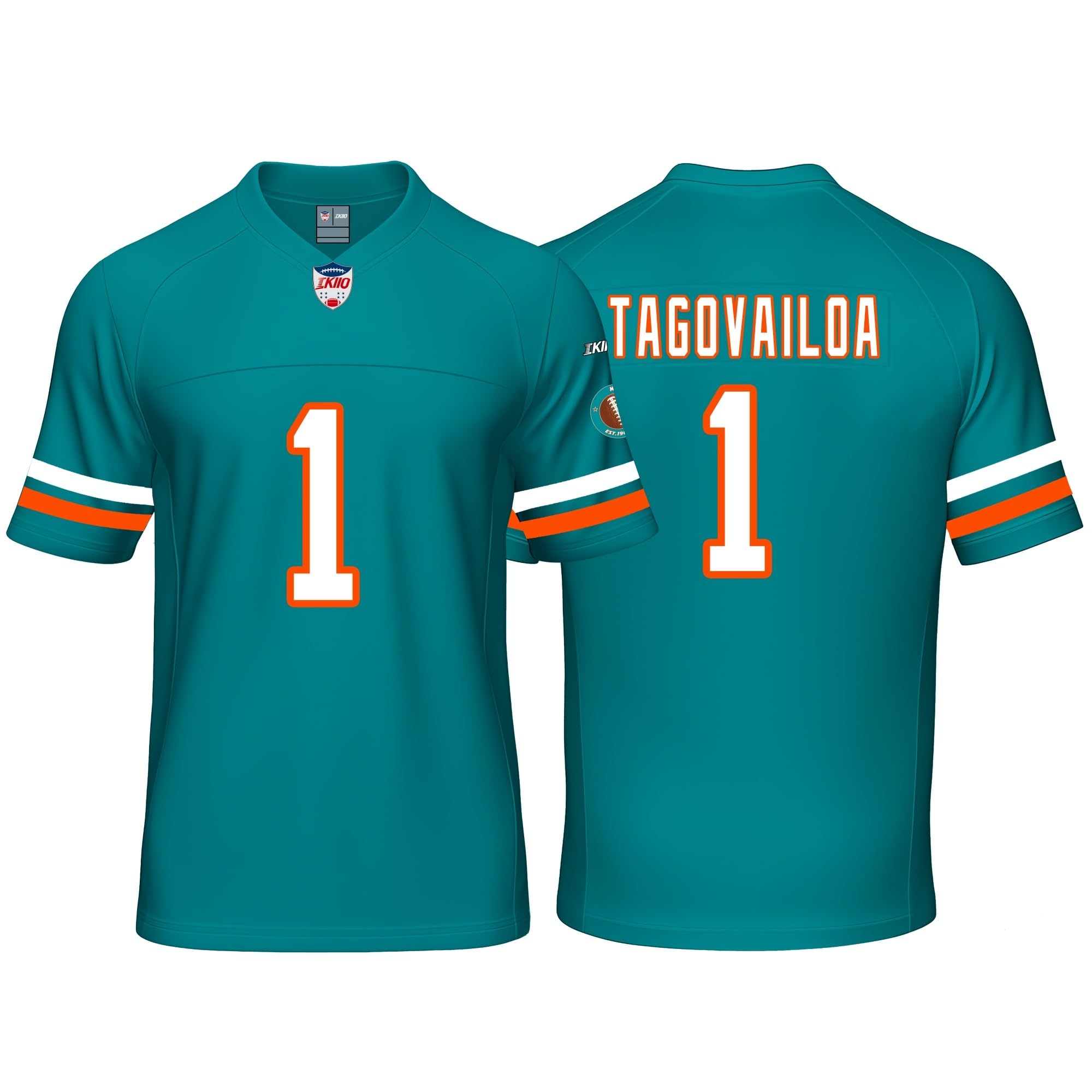 Custom Mens/Youth Football Stitched T-Shirt for Sports Fan Green/White No Brand/Logos