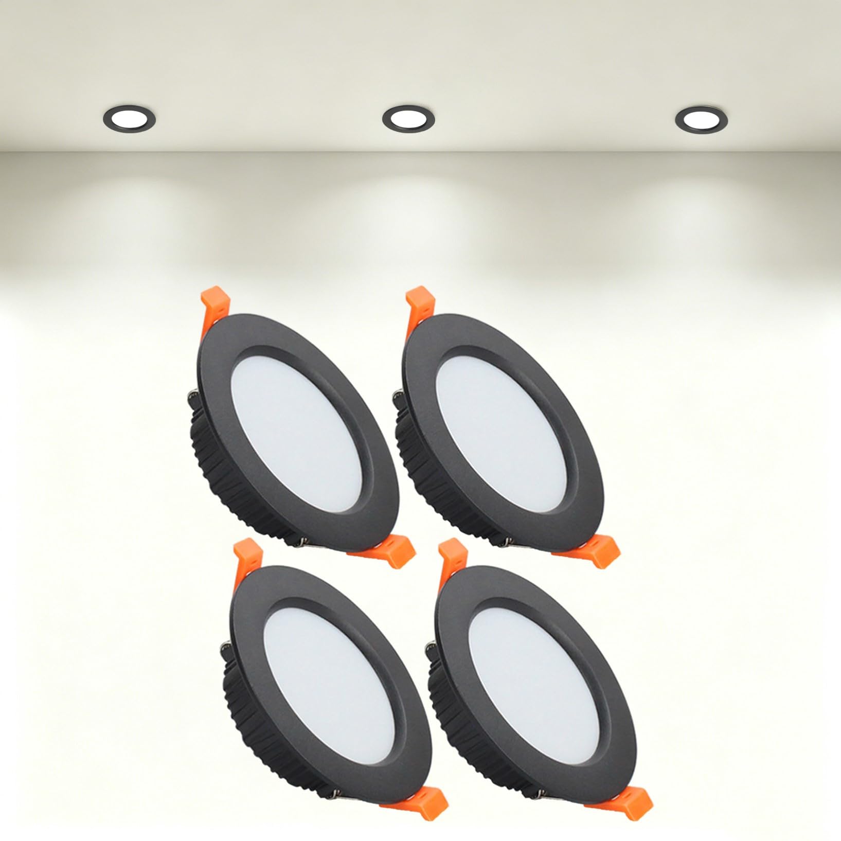 VOGHMOLD 5W Ultra Slim LED Downlight Recessed Ceiling Light 2.5 inch, 4000K Spot Lights Black Aluminum Trim, Cut Φ70-75mm, AC110-240V Panel Lighting for Office Hallway Closet, 4 Pack