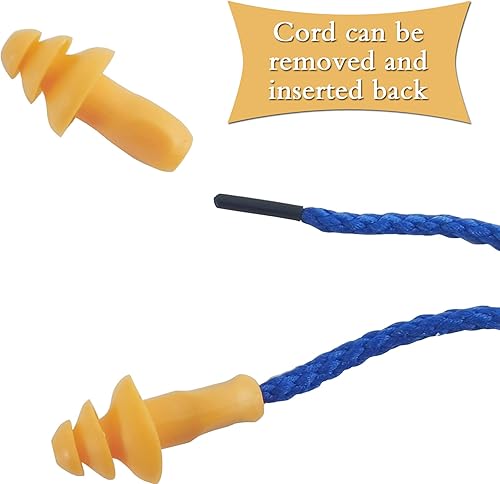 Miniatura 3 de GXXMEI 100 pares de tapones para los oídos con cable reutilizables de silicona con cordón para los oídos, cancelación de ruido del sueño para