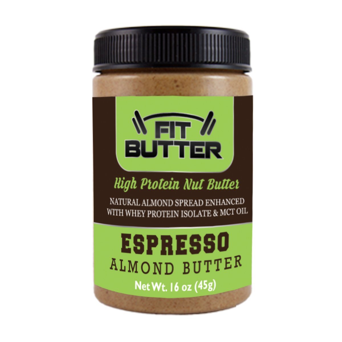 High Protein Almond Butter 100 Whey Protein & Organic MCT Oil 16oz, Espresso