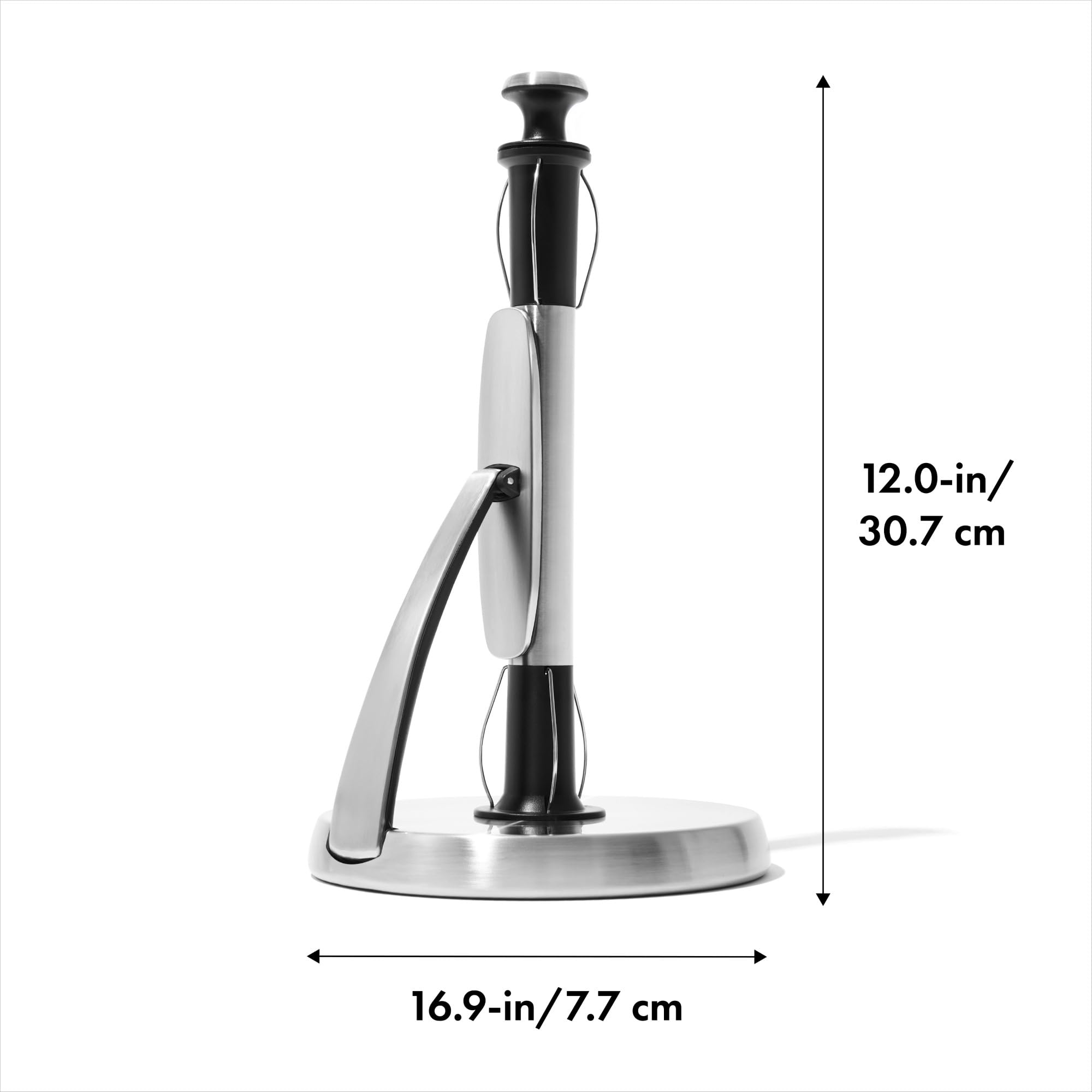 OXO Good Grips Dérouleur d'essuie-Tout SimplyTear, Support à essuie-Tout en INOX, Gris