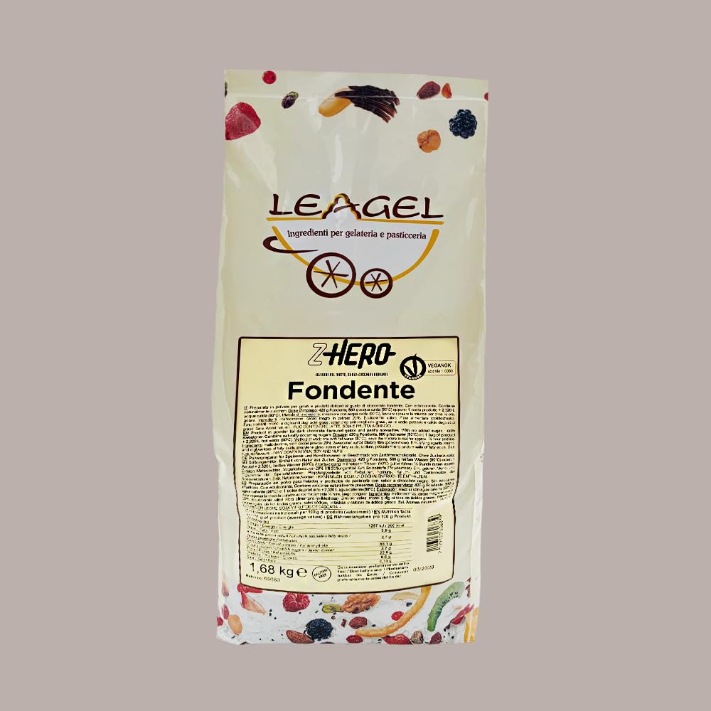 Base per Gelato Fondente ZHero Senza Lattosio Senza Zuccheri Preparato in Polvere Leagel 1,68 Kg Lucgel
