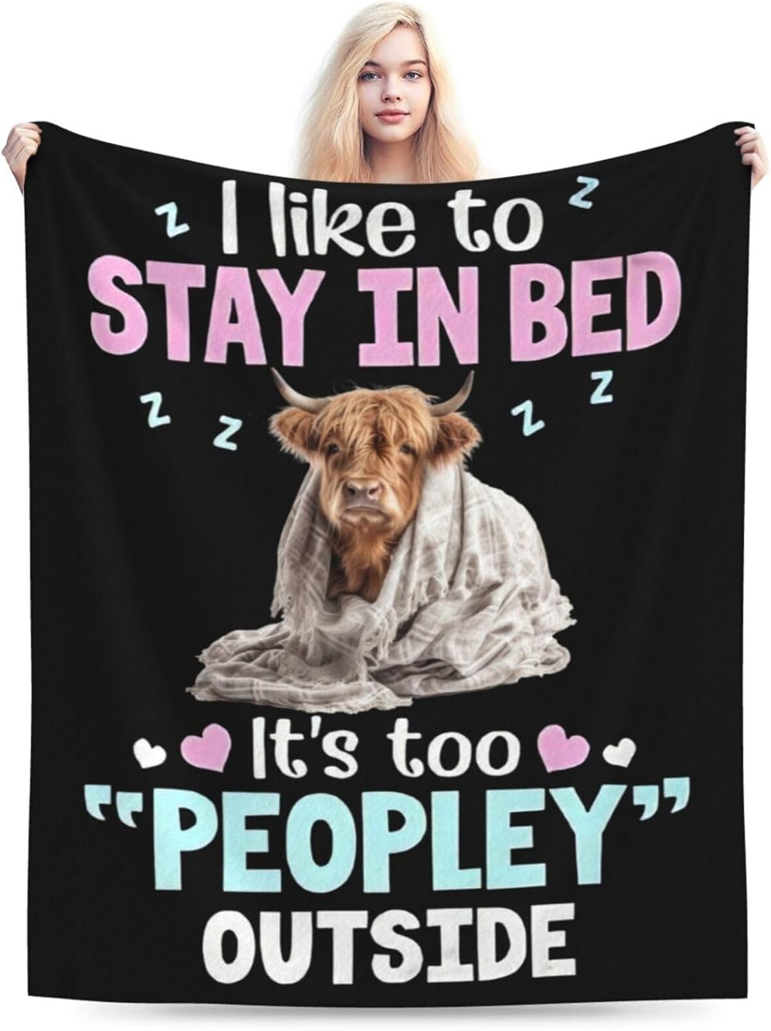 Highland Cow Blanket, Soft Plush Fleece Animal Throw Blanket - Cozy Warm Stuff Blankets Bedding Funny Cow Gifts for Women Girls Kids Adults 40"X50" - Image 6