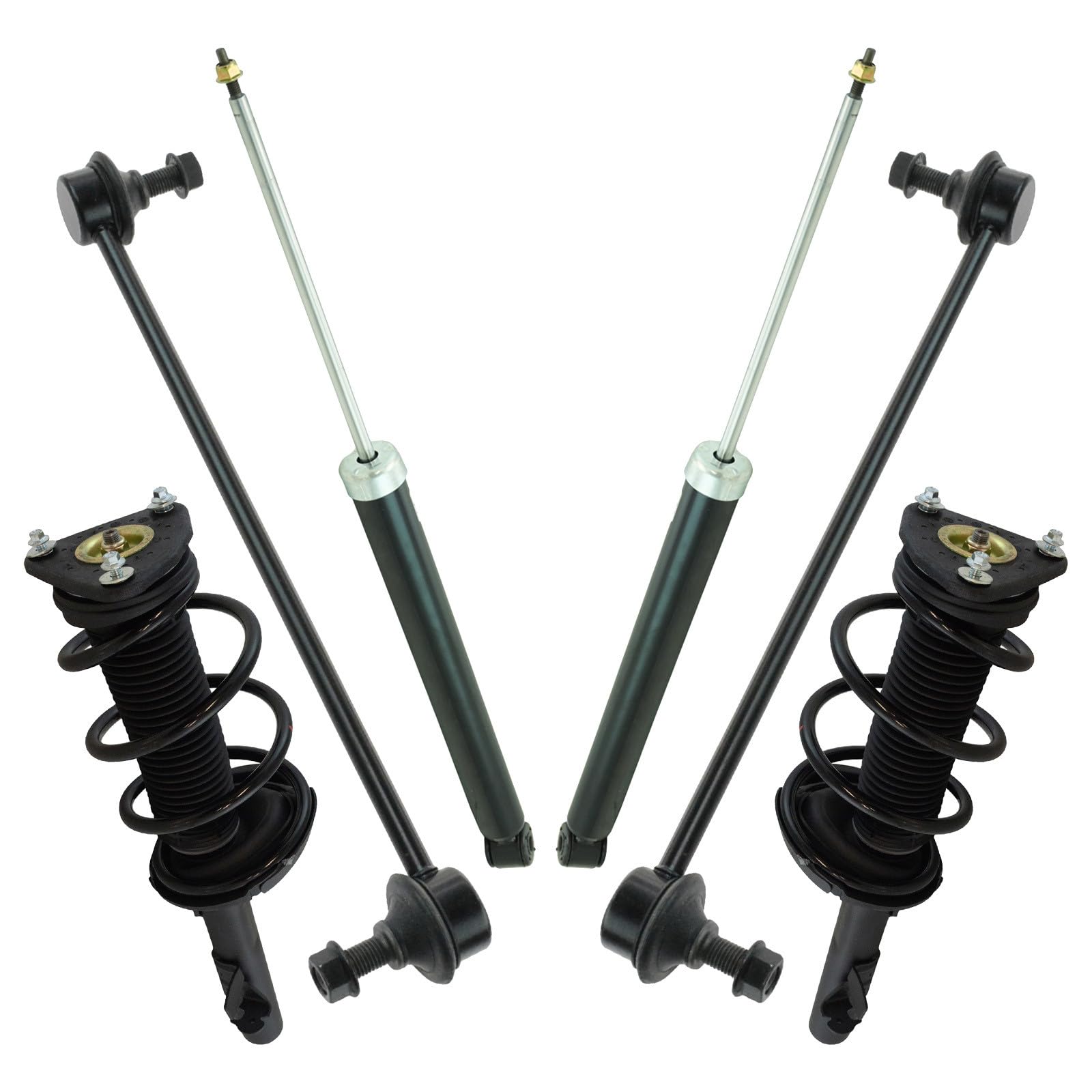 TRQ Front and Rear Suspension Kit Complete Strut & Coil Spring Assembly Shock Absorber Sway Bar Stabilizer Link Compatible with 2013-2019 Ford Escape