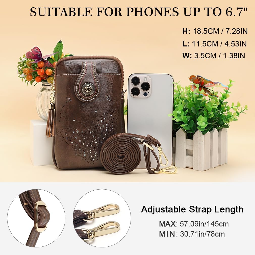 Small Crossbody Bags for Women, Lightweight Mini Cute Cell Phone Purse for Women with Tassel Shining Butterfly - Image 6