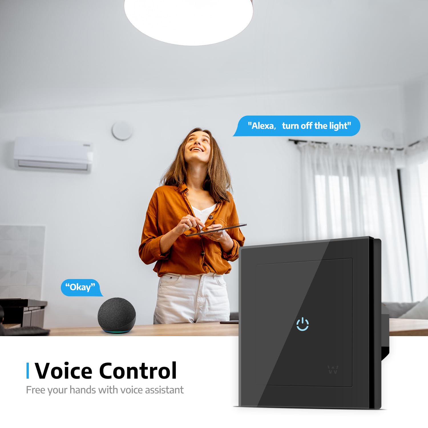 SMARTERCURRY Lot de 4 interrupteurs Wi-Fi intelligents - 1 voie - Pour Alexa et smartphone - En verre trempé - Fonction de minuterie - Noir