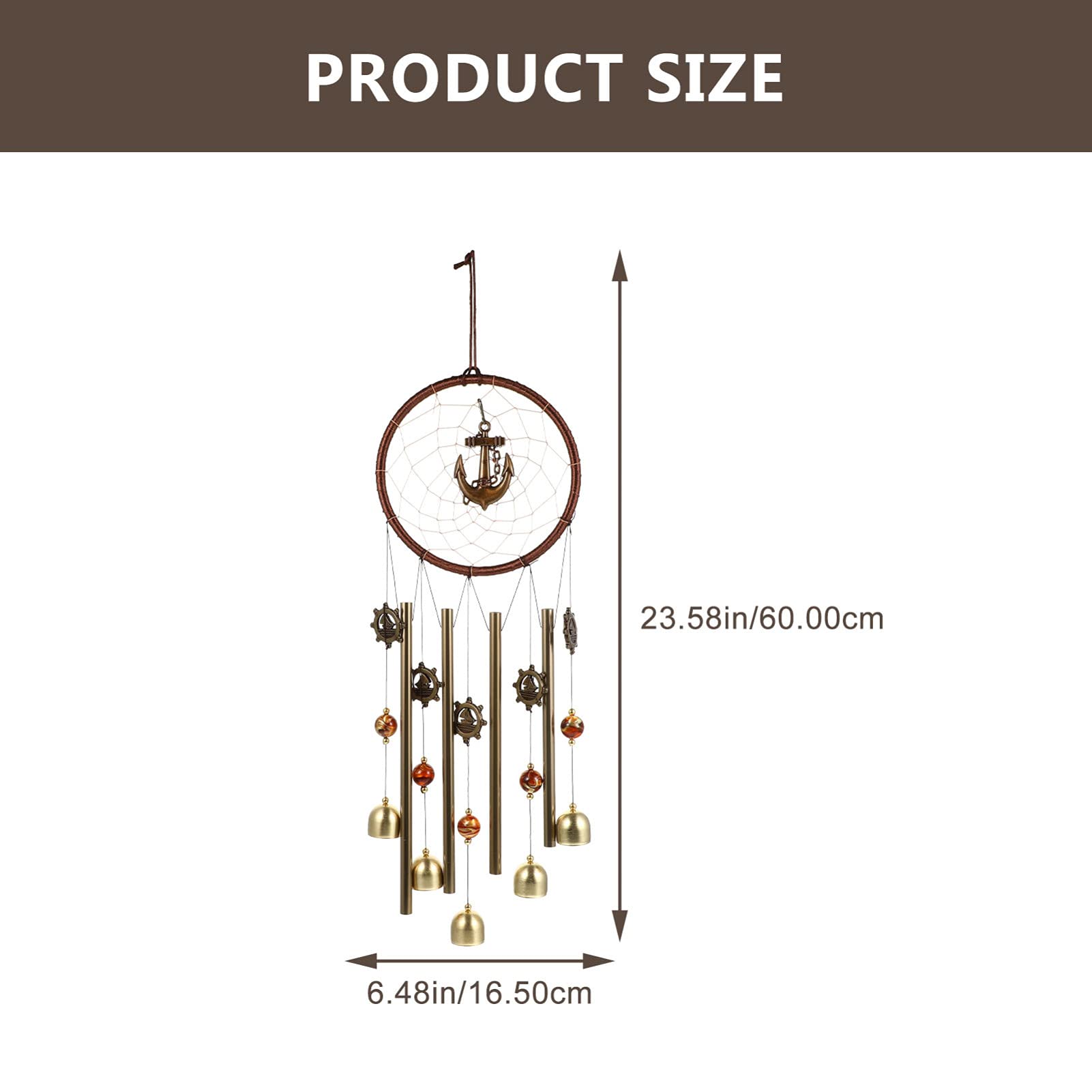 KONTONTY 1Pc Wind Chime Dream Catcher Creative Wall Hanging Decor for Living Room Bedroom Outdoor Use Unique Tube Design Ornament for Home