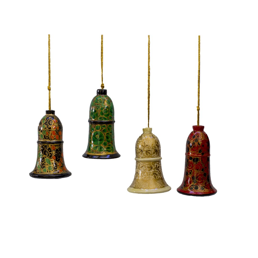Hanging Bells Set of 4 - Classic Kashmiri Paper Mache - Image 2 thumbnail