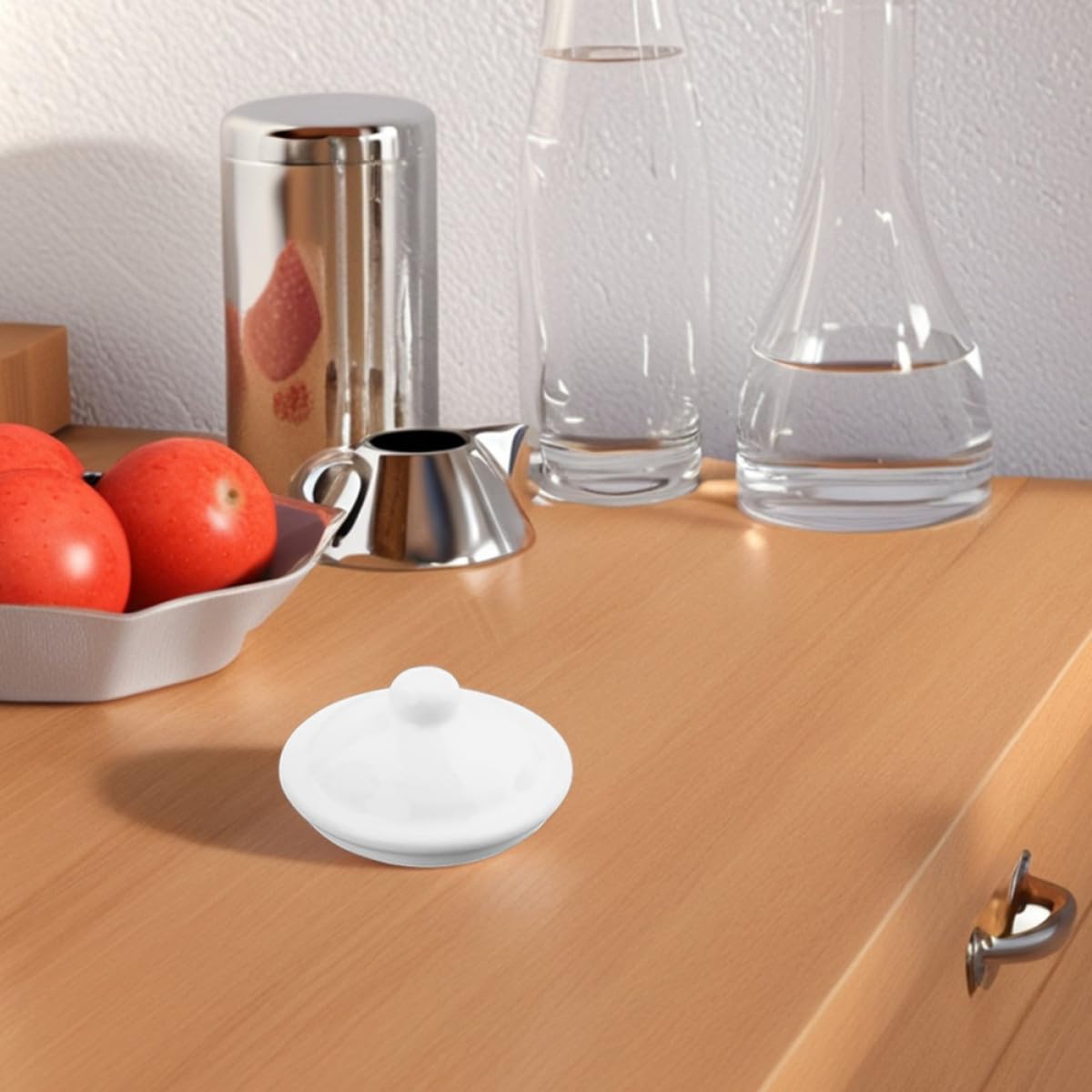 Generico Set 5 Copritazza Smaltati Rotondi in Ceramica, Coperchi per Tazze da Tè e Acqua, Accessori per Bicchieri da Caffè, Ricambi Riutilizzabili per Casa e Ufficio