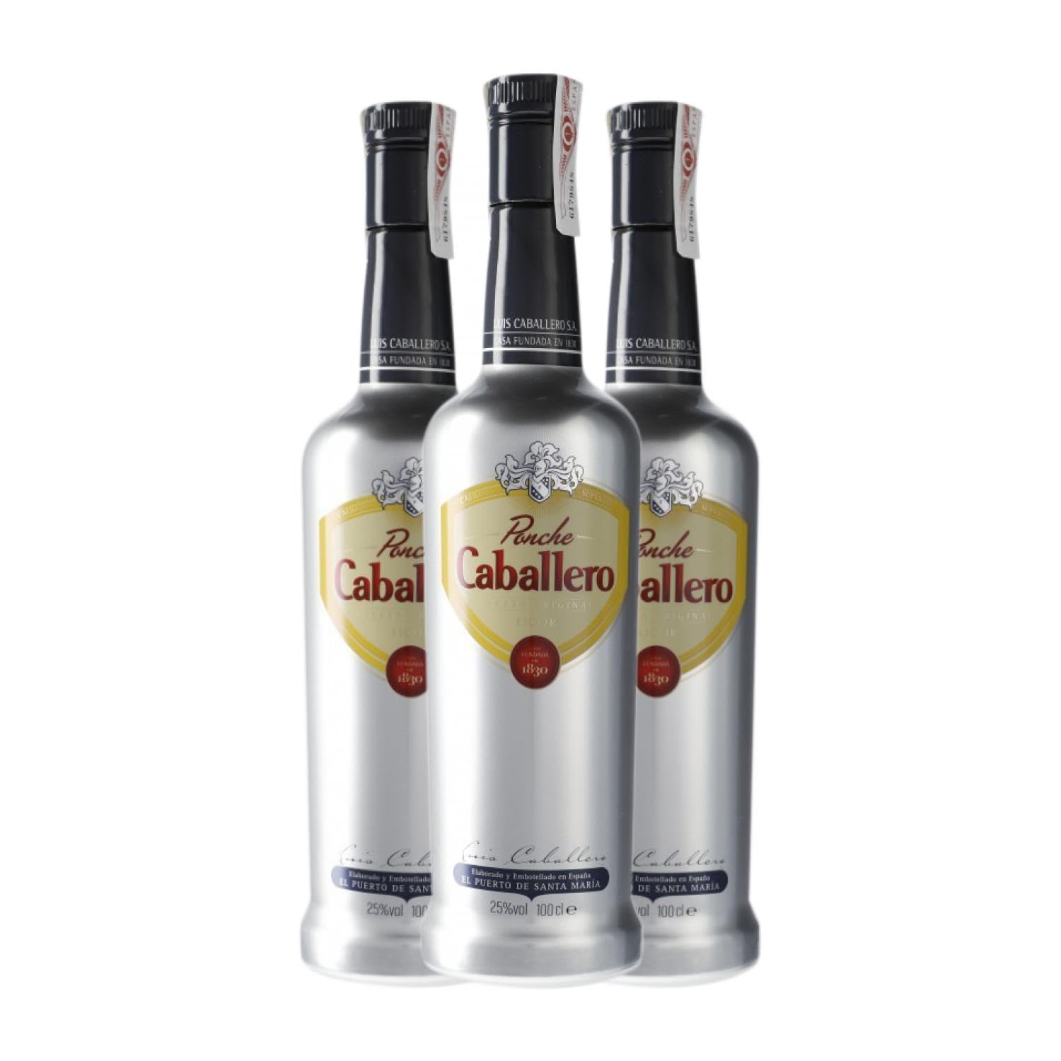 Licores Caballero Ponche Botella Misil 1 L (Caja de 3 Botella Misil de 1 L)