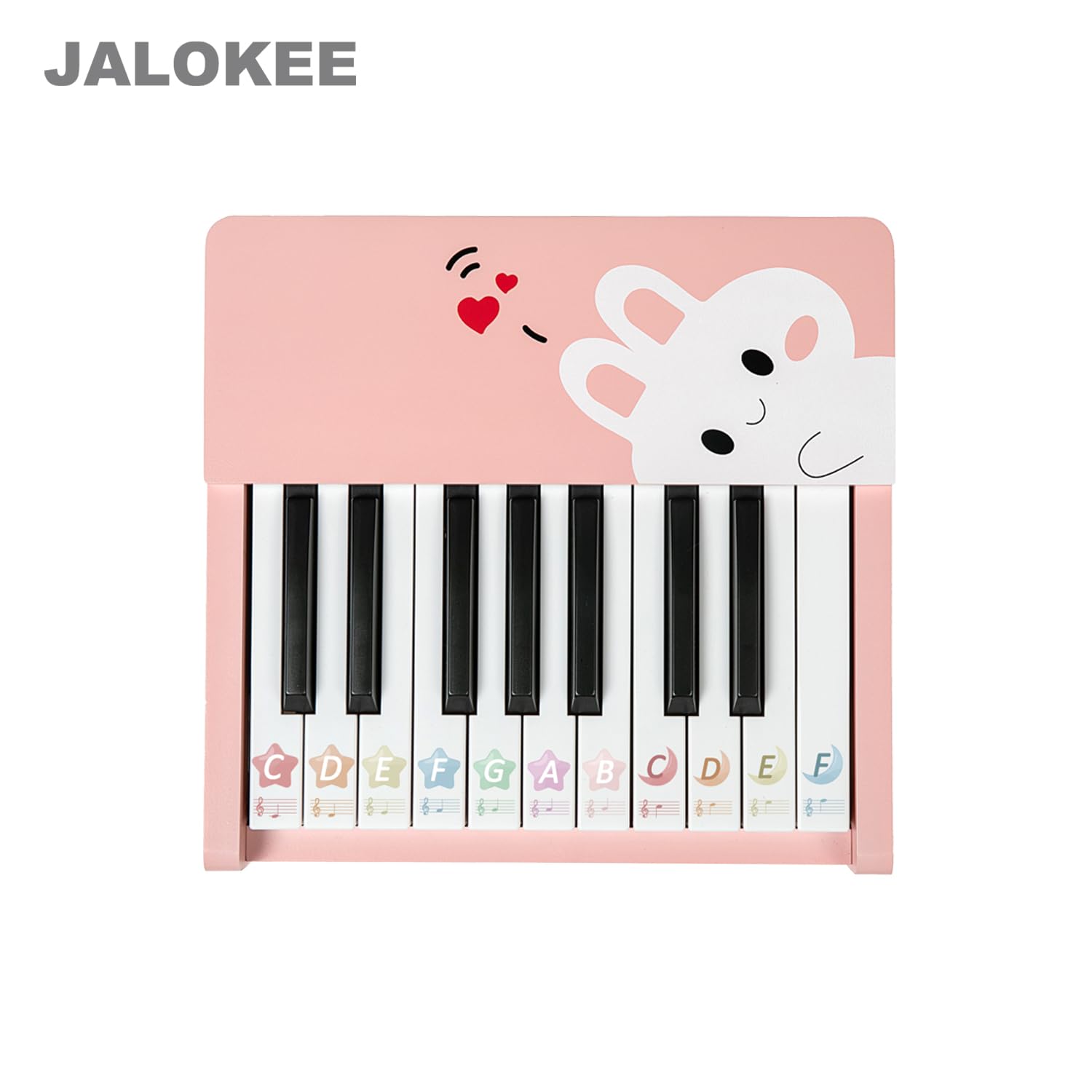 Tastiera per pianoforte per bambini, 18 tasti, mini musica, strumento educativo, giocattolo in legno per bambini e bambine (Rosa)
