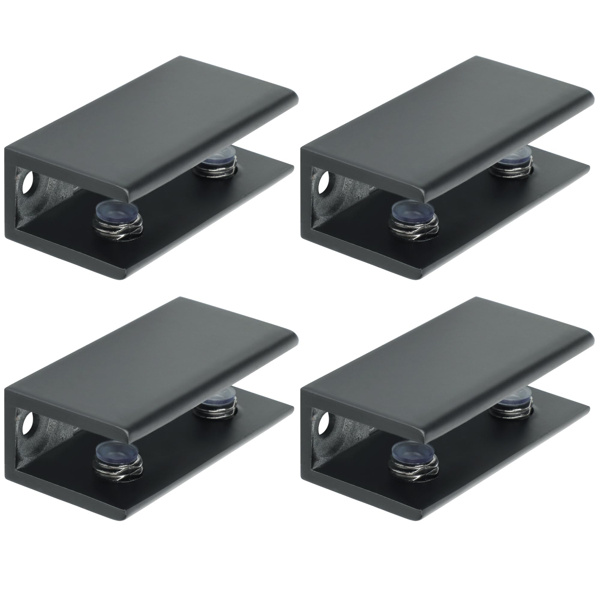 Mooche 4Pcs Glass Shelf Bracket, Adjustable Shower Brackets,Zinc Alloy Heavy Duty Rectangle Clamp Holder for 10-12mm Glass Shelves,Wall Mount Clamps Clip Support Panel Hardware Replacement Parts,Black