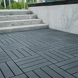 Deck Modular Plástico, Textura Madeira, 30x30cm, Kit 5 Unidades, 1,5cm de Altura (Cinza)