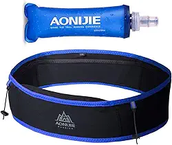 AONIJIE Pochete de hidratação para corrida, com garrafa de água macia de 250 ml, suporte de telefone para trilha, corrida, escalada, ciclismo, treino, fitness, 3 cores, Azul, S/M