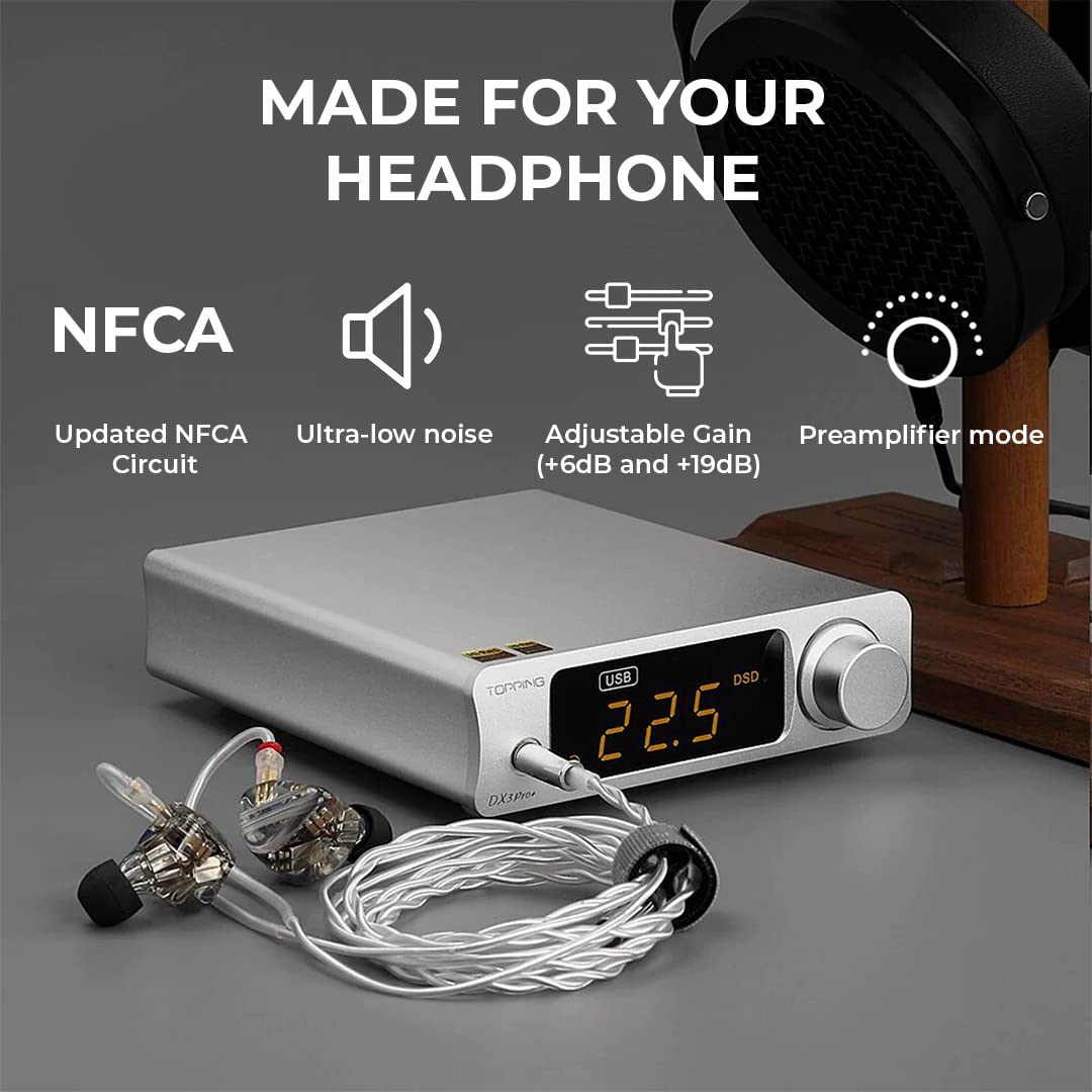 Topping DX3 Pro+ Bluetooth Kopfhörerverstärker Silber