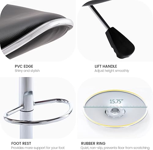 Miniatura 7 de Vogue Furniture Direct Taburetes de bar ajustables de piel sintética, modernos taburetes de bar giratorios con respaldo, sillas de altura de