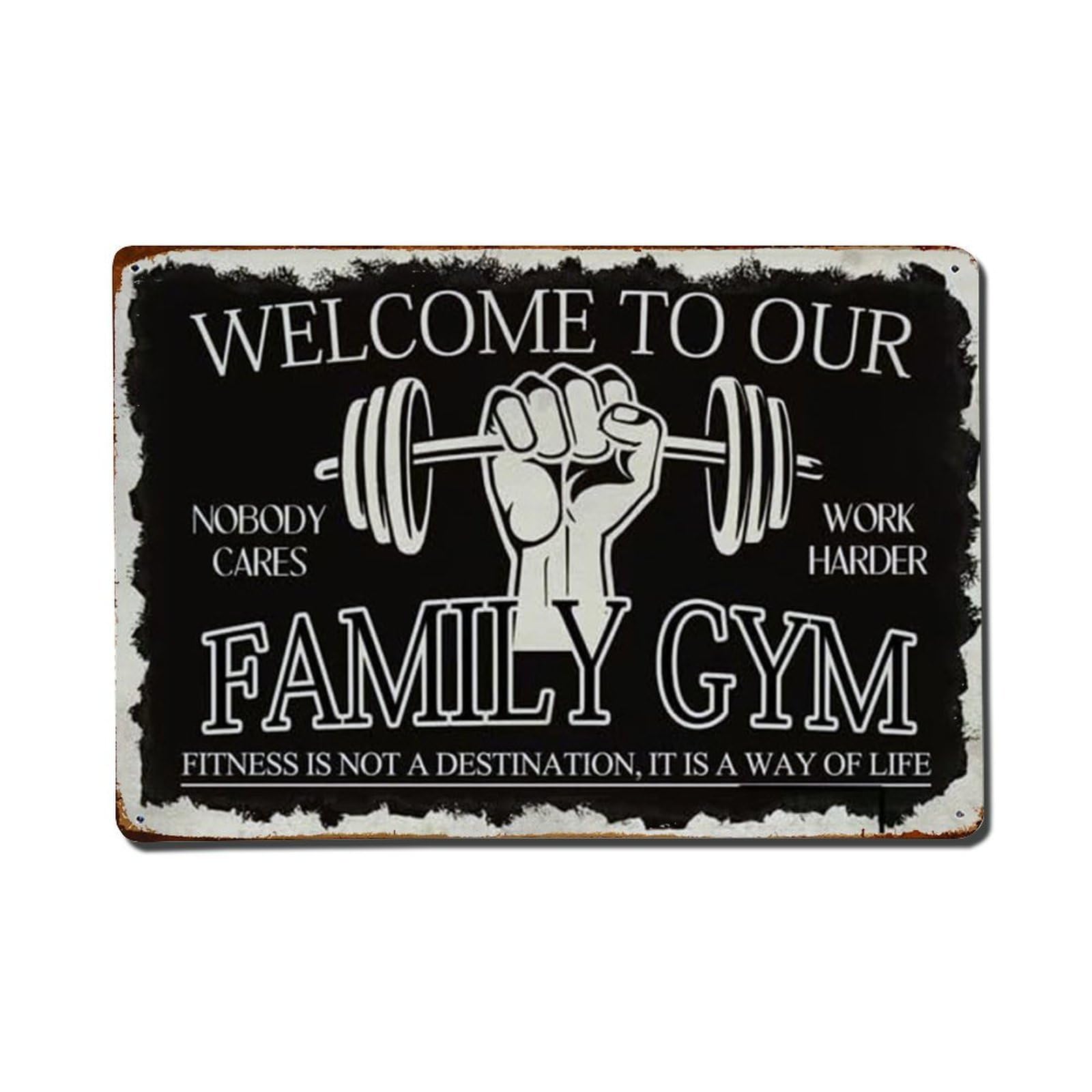 Rkundrne Vintage Welcome To Our Family Gym - Funny Metal Tin Sign Garden Bedroom Cafe Bar Man Cave Home Wall Decor Metal Poster 8X12 In