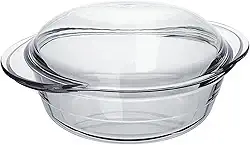 Caçarola redonda pequena de vidro com tampa Tamanho: 2,9 qt