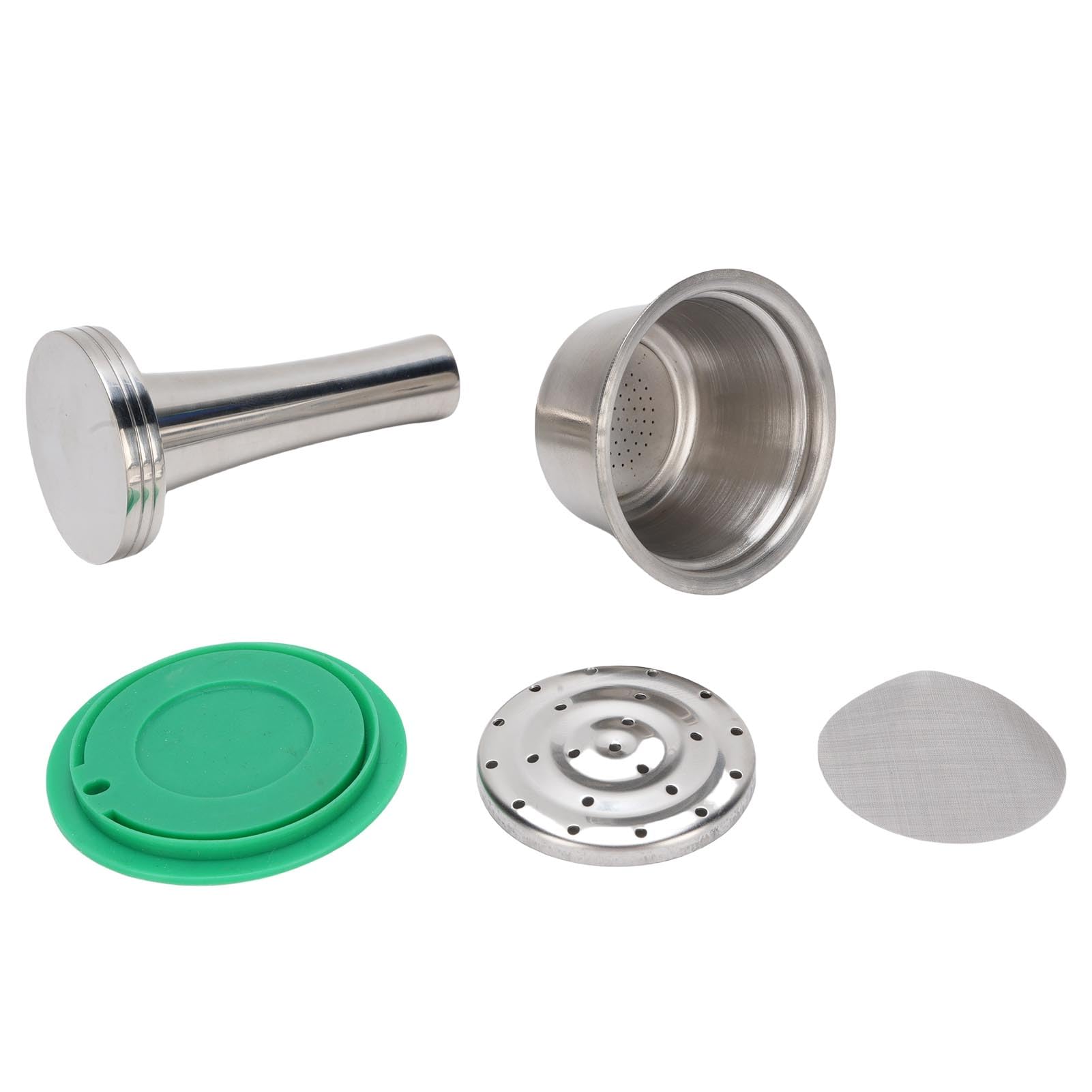 Cápsula de café de Acero Inoxidable Kit de Cápsulas de café Reutilizables de Acero Inoxidable, Cápsula de con Cuchara y Cepillo, Malla de Filtro y Plato, para Amantes de la Elaboración Casera
