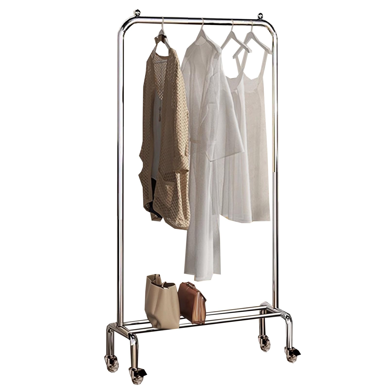 Aycdl Metal Rolling Garment Rack Sturdy Clothes Hanr For Bedroom & Entryway Space-Saving Clothing Nizer Single Rod Design 78X42x145cm,78X42x145cm