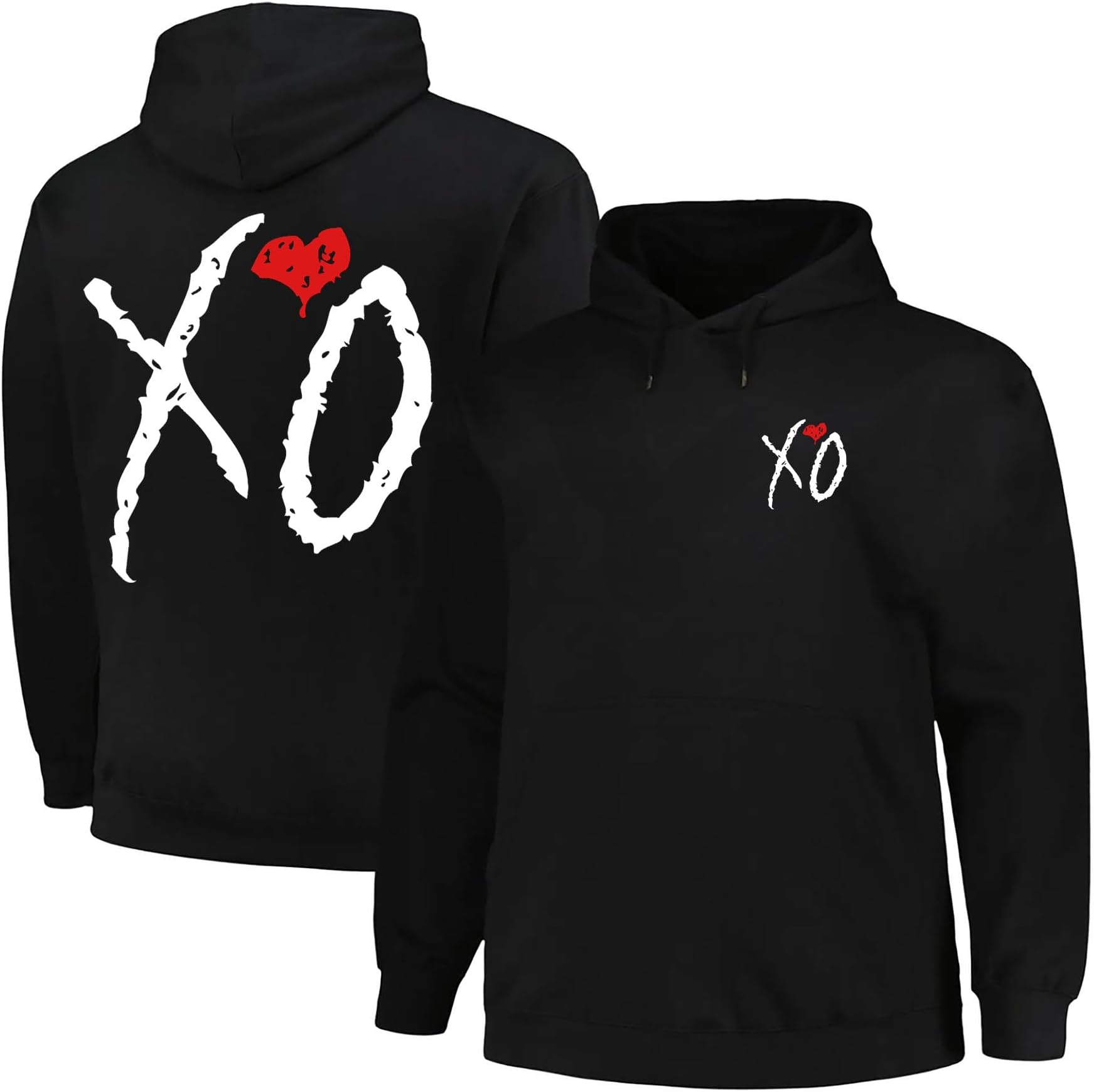 Hoodies for Men and Women XO Design Hoodie Unisex Pure Cotton Casual Wear Hood Black Sweatshirt