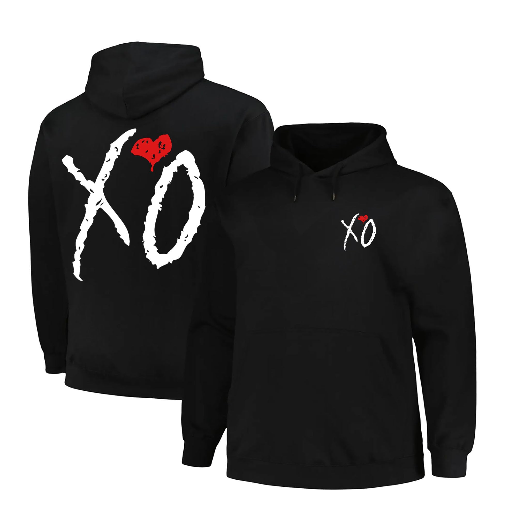 Hoodies for Men and Women XO Design Hoodie Unisex Pure Cotton Casual Wear Hood Black Sweatshirt