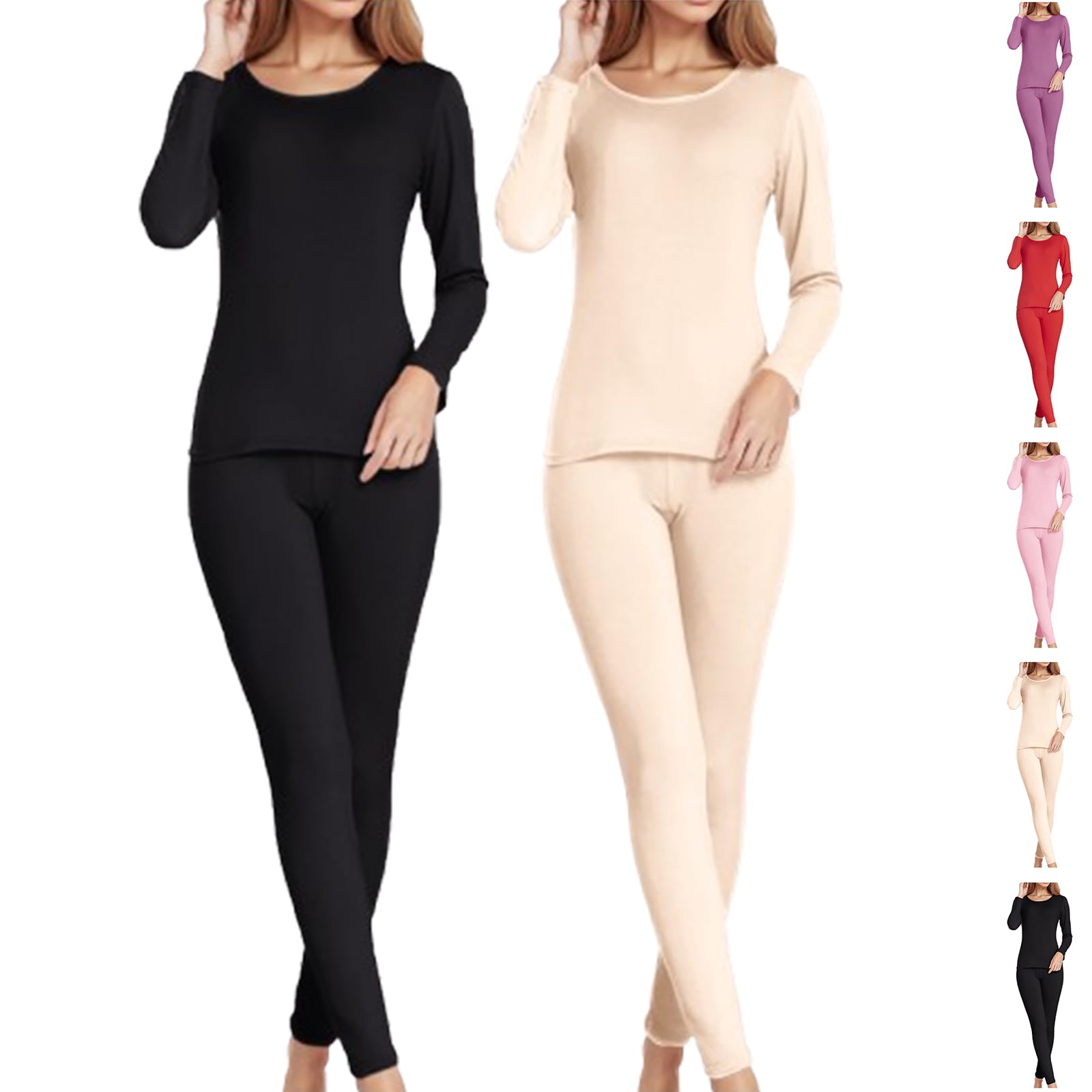 Thermal Underwear for Women Winter Warm Long Johns Womens Fleece Lined Base Layer Set with Cold Weather Bottom Top