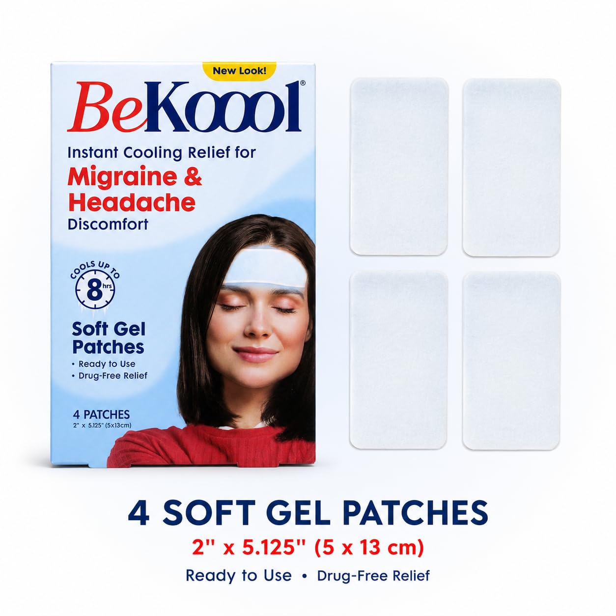 BeKoool Migraine & Headache Cooling Soft Gel Patches, 4 ct (Pack of 2) — Amazon image 5