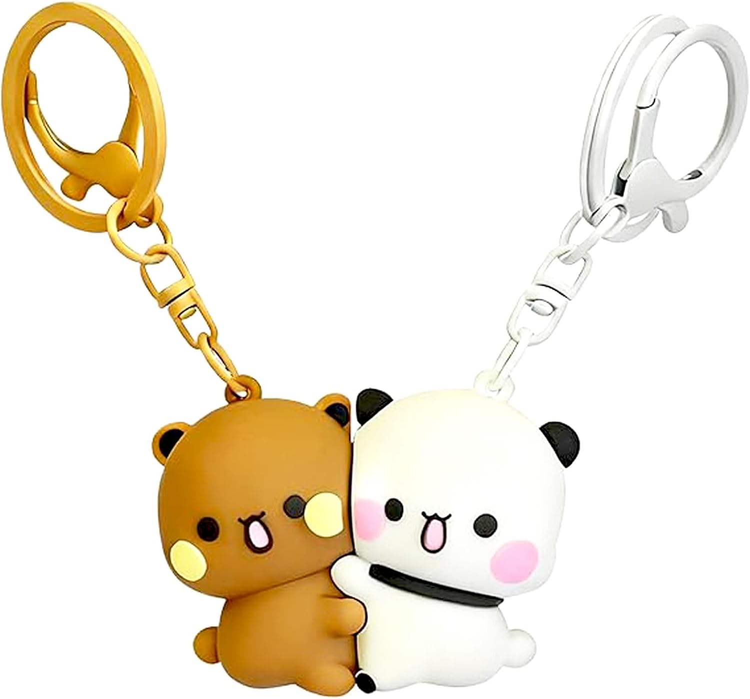 2PCS Cute Keychains BuBu Dudu Kawaii Cartoon Bears Panda Key Chains for Women Car Keys Gifts