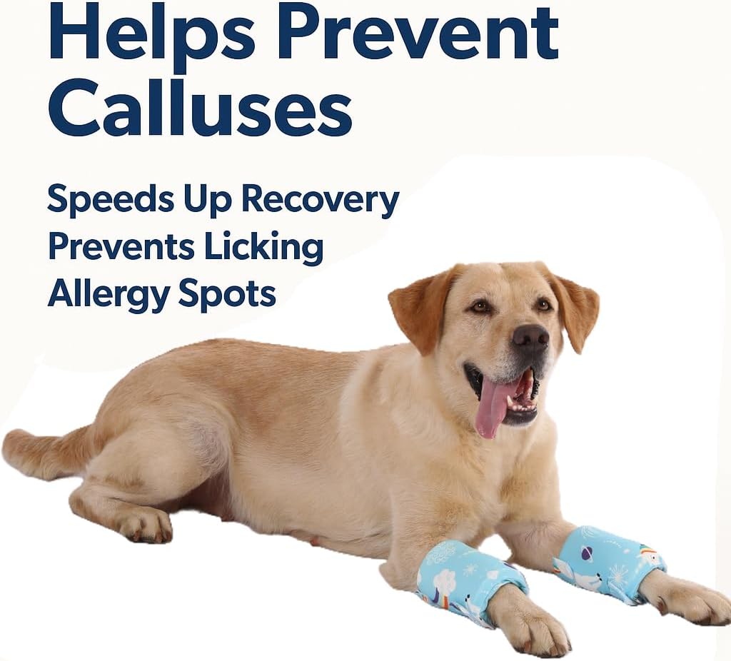 LovinPet Dog Leg Sleeves for Medium & Large Dogs, Set of 2 Anti-Lick Leg Wraps for Front & Hind Legs, Adjustable Soft Elbow & Leg Covers for Hotspots, Wounds, Calluses, Non-Brace, Unicorn Print, Blue - Image 4