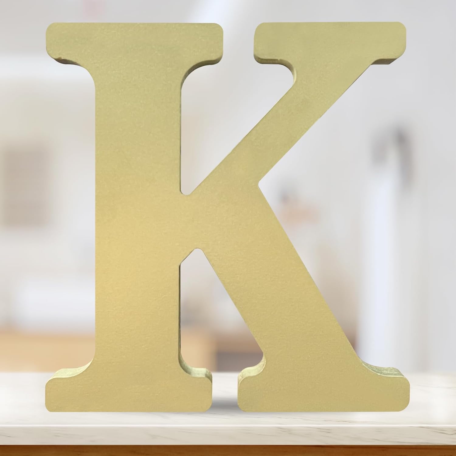 CUXFLS 6 Inch 3D Golden Wooden Letters, Unfinished Wood
