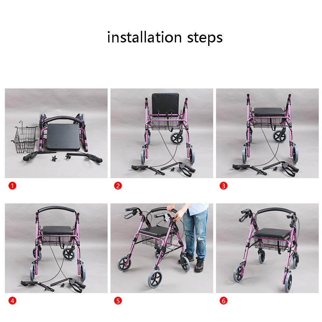 Składany rollator, chodzik z siedzeniem i kółkami do chodzenia, dla seniorów, dorosłych, chodzik