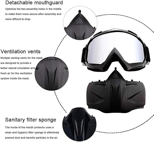 Miniatura 5 de SPOSUNE Gafas de motocicleta desmontables, para motocross, ATV, motocross, paintball, antiarañazos, UV400, para hombres y mujeres