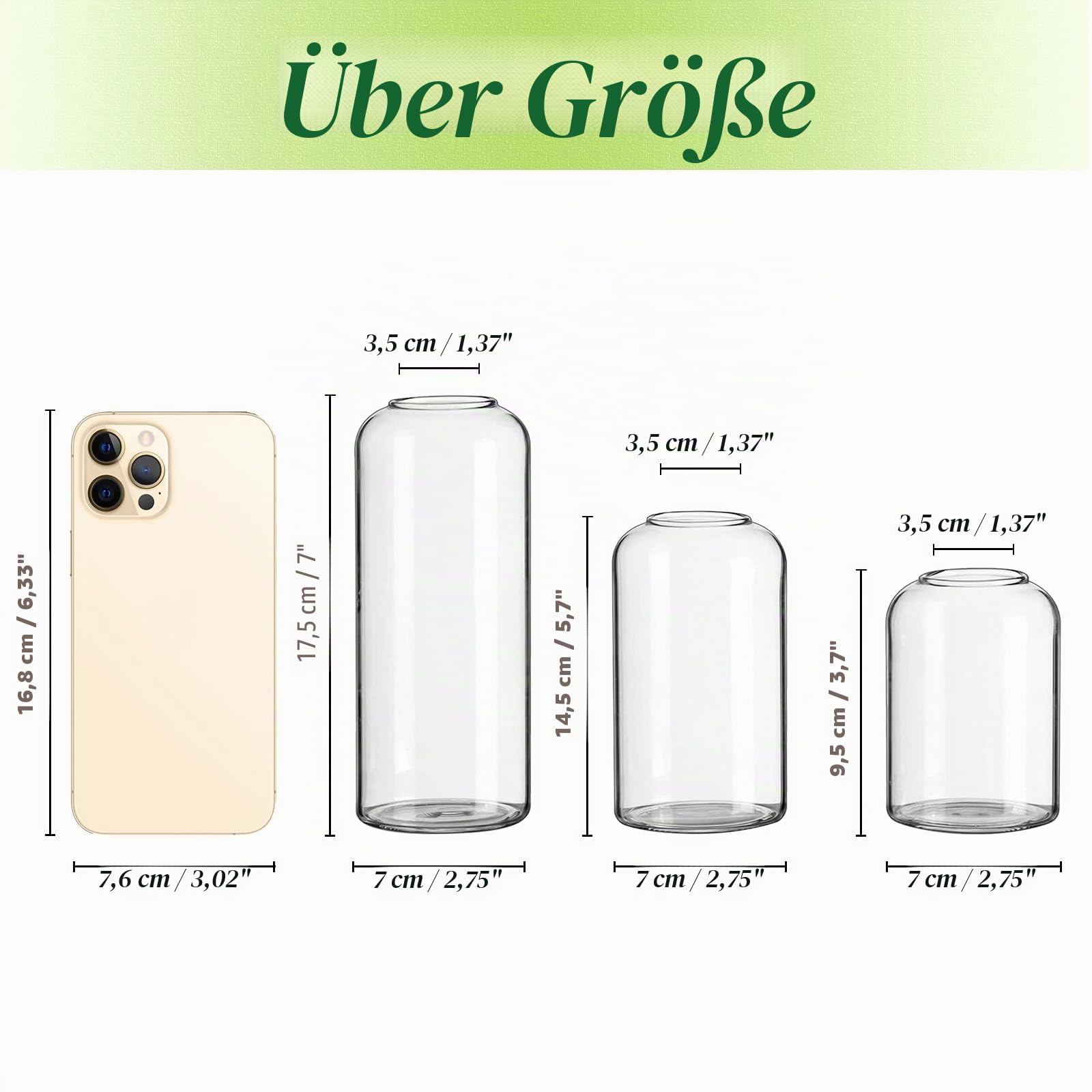 Hewory Kleine Vasen für Tischdeko, 12er Vase Glas Glasvase für Hochzeit | 10/15/18cm, Zylinder Vasen Klein Tischdeko, Modern Vasen Set für Hochzeitsdeko Party Geburtstag Wedding Home Kommunion