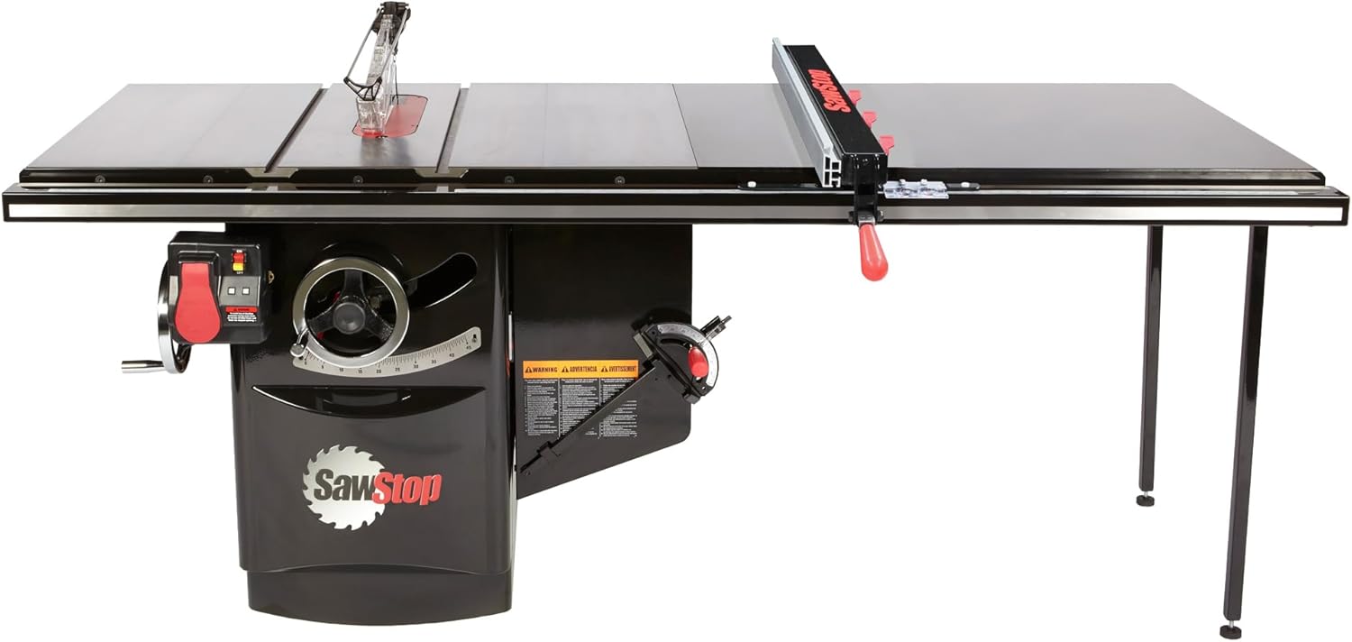 Industrial 5HP, 3ph, 230v Cabinet Saw with 52” Industrial T-Glide Advance Rip Fence, Rails & Extension Table