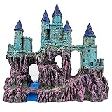 VMCN Decoración de castillo de acuario para peceras, castillo, cuevas, escondites para plantas de casa, accesorios seguros para peceras de agua dulce y salada, mediano (azul)