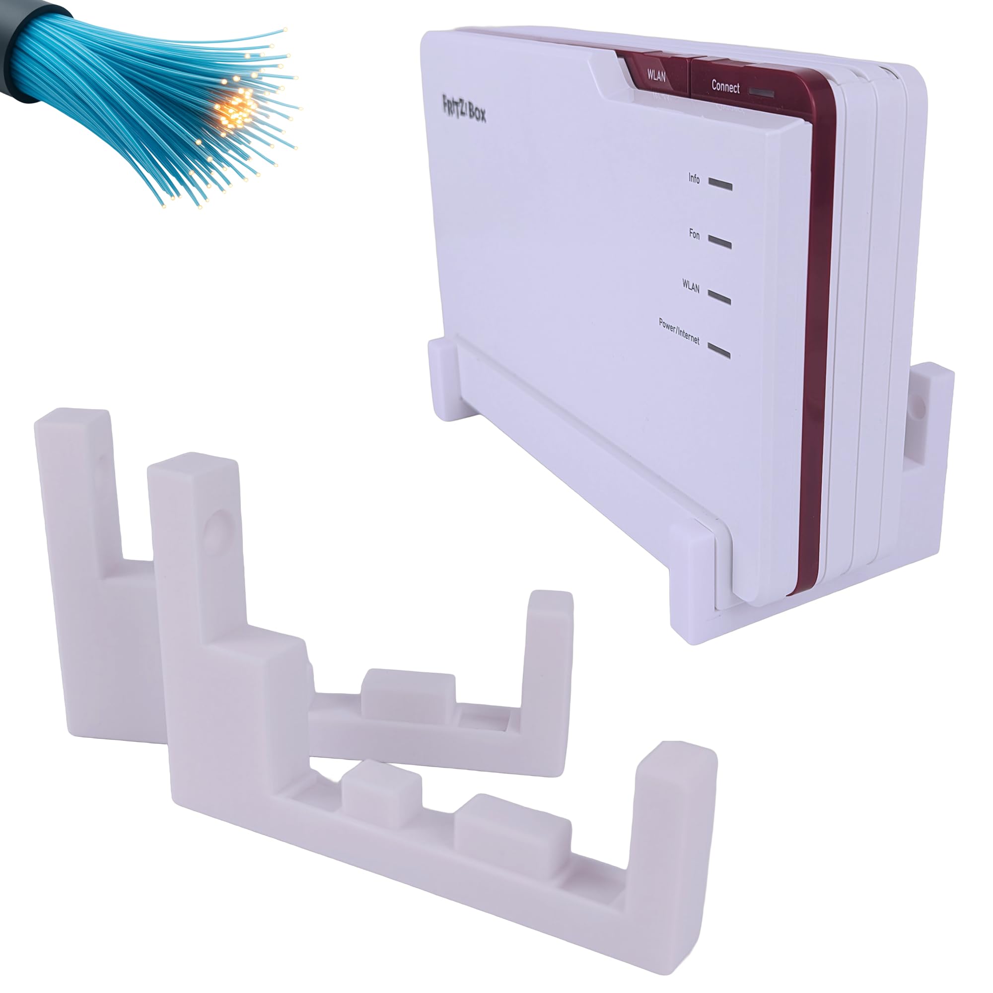 Xebtec Wandhalterung für Fritz!Box 5690 Pro - Glasfaser - Fritz Halterung - weiß - Platzsparend & stabil für FritzBox 5690PRO - Made in Germany (Glasfaser)