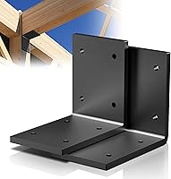 CHOWZZ 2-Pack 6x6 Heavy Duty Black Steel L Brackets for Wood Posts, Shelves, Furniture - 6mm Thick, 300lb Capacity