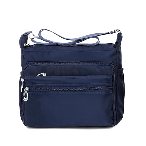 Crossbody Bag for Women Waterproof Shoulder Bag Messenger Bag Casual Nylon Purse Handbag - Large - Navy Blue