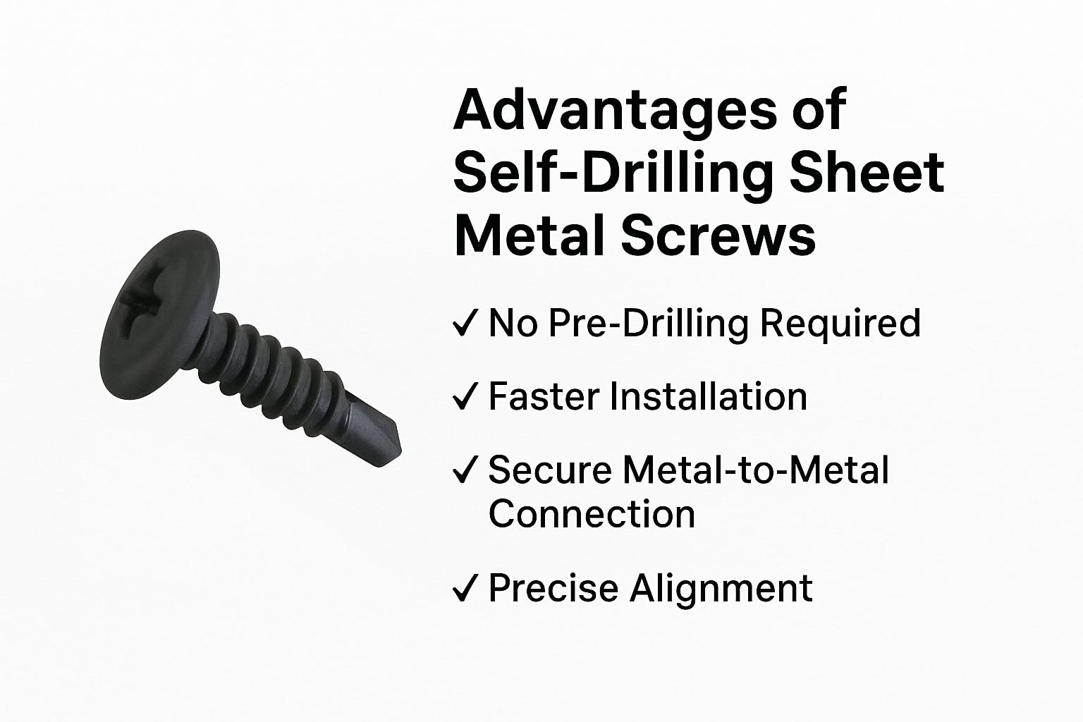 150-Pack #8 X 1/2" Self-Drilling Screws – Black Phosphate Coated For Metal Studs & Sheet Metal