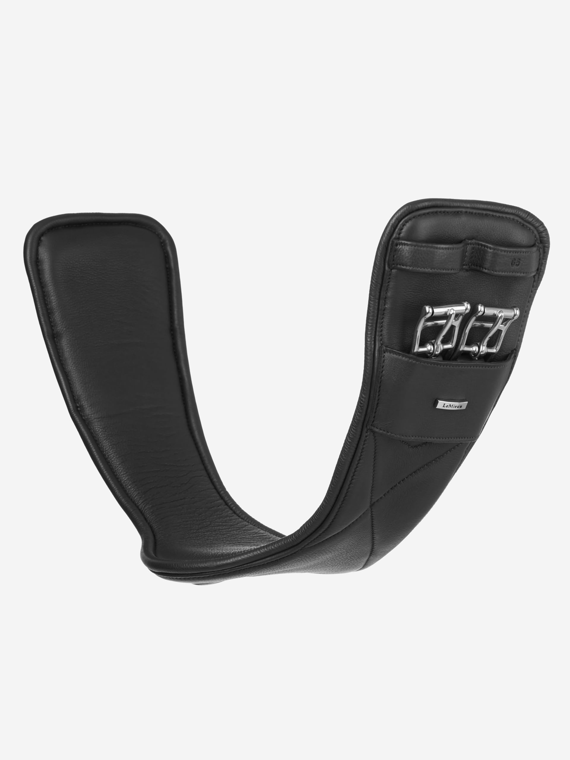 LeMieux Arika Contoured Dressage Girth - Soft Supple Leather - Shaped Around Elbows - D-Ring for Attachments - Black - 70cm/28"