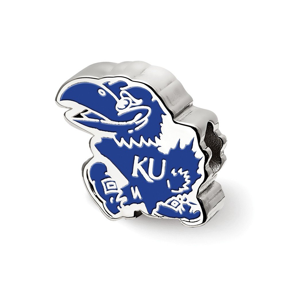 Kansas Jayhawk Enameled Logo Bead (Sterling Sliver)