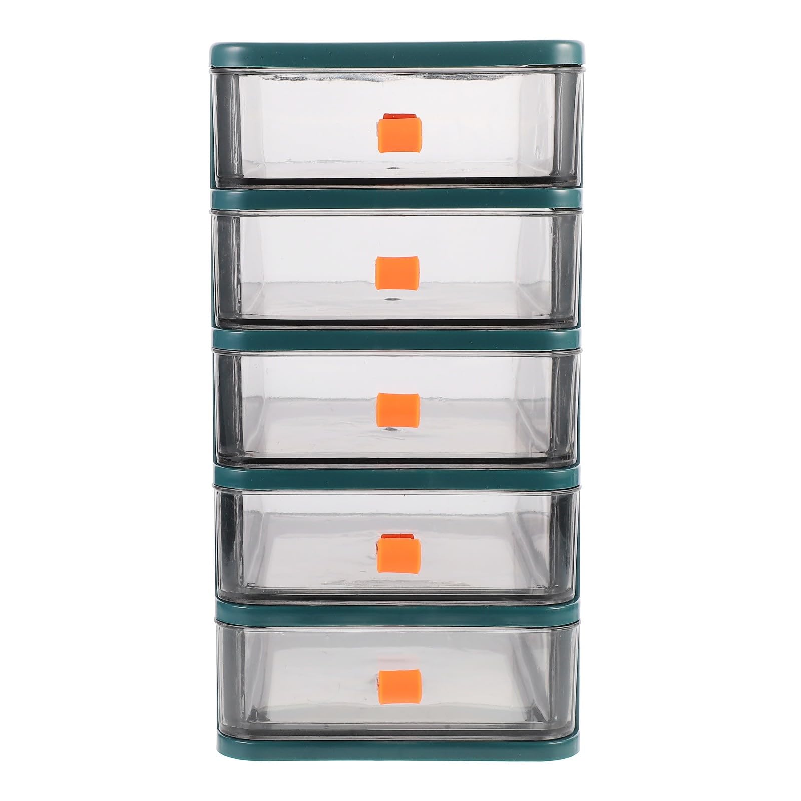 Boîte de rangement transparente bureau et cosmétiques verte compacte
