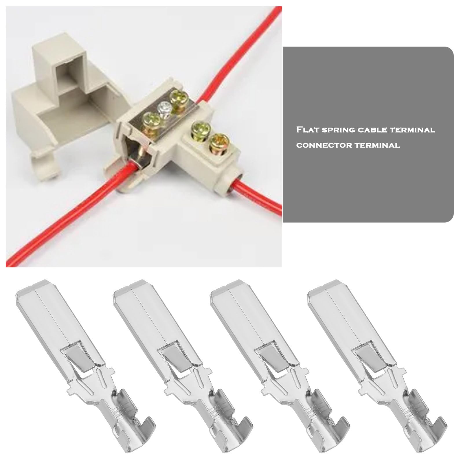 OTOTEC 20Pcs 9.5mm Wire Connectors Brass Flat Plugs Wire Crimping Terminals Cross Sectional Area 4mm² Suitable for Automotive Parts Home Appliances Silver - Image 2